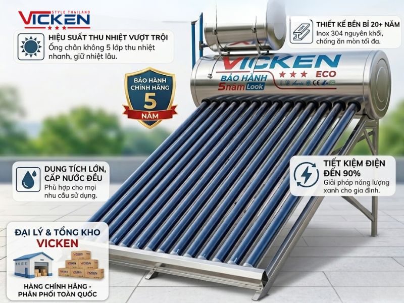 Đại lý máy nước nóng năng lượng mặt trời uy tín